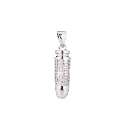 Gold Filled 26mm Micro Paved CZ Bullet Ammo Pendant in Gold &amp; Silver | H344