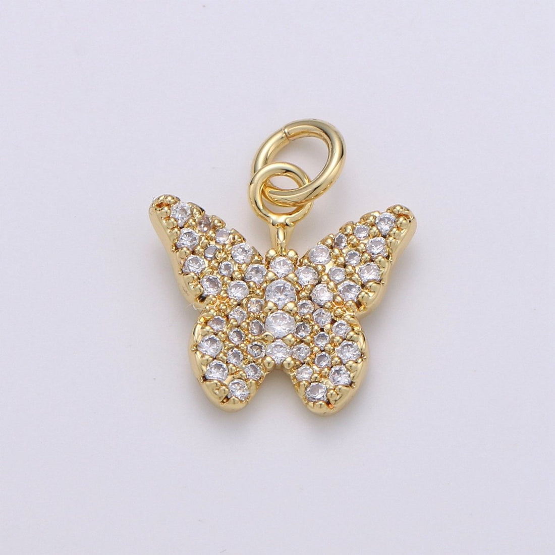 Gold Butterfly Charm CZ Micro Pave, Butterfly Pendant for Necklace Earring Bracelet Supply in 24k Gold Filled Findings D-480
