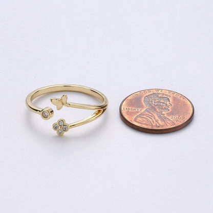 Gold Butterfly Ring, Dainty Butterfly Ring, Adjustable Ring, Minimalist Butterfly Ring, Minimalist Ring, Gold Open Ring, Insect Jewelry R-088