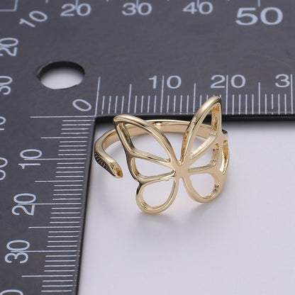 Gold Butterfly Ring, Mariposa Ring, Monarch Ring, Bold Gold Open Adjustable Knot Ring, Animal Gold Minimalist Ring O-314