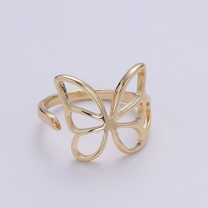 Gold Butterfly Ring, Mariposa Ring, Monarch Ring, Bold Gold Open Adjustable Knot Ring, Animal Gold Minimalist Ring O-314