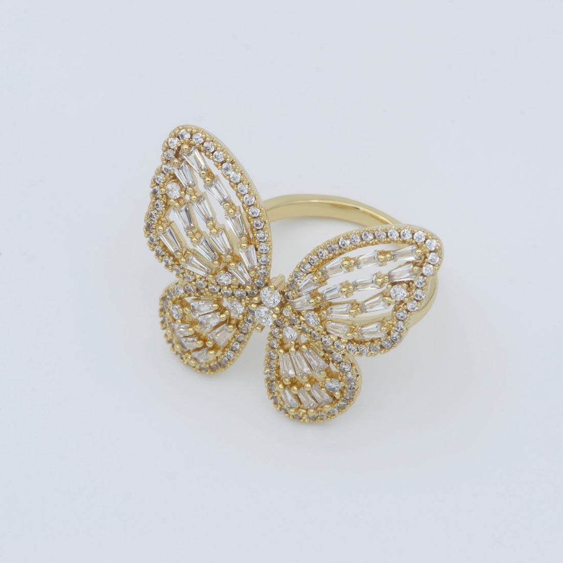 Gold butterfly ring, Open Adjustable butterfly ring, statement Jewelry with Cubic Zirconia Ring Mariposa Jewelry Inspired R-229