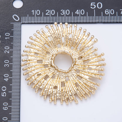 Gold Celestial Hammered Sun Flower Pin Brooch | BH-049