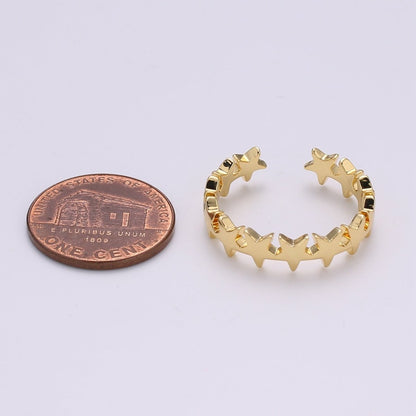Gold Celestial Star Ring Open Ring for Statement Ring Stacking Jewelry Size 5.5 Ring 24k Gold Filled Ring R332