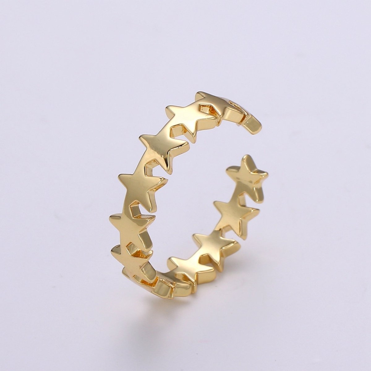 Gold Celestial Star Ring Open Ring for Statement Ring Stacking Jewelry Size 5.5 Ring 24k Gold Filled Ring R332