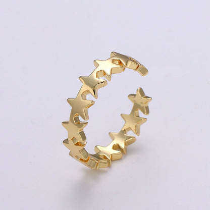Gold Celestial Star Ring Open Ring for Statement Ring Stacking Jewelry Size 5.5 Ring 24k Gold Filled Ring R332