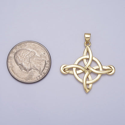 Gold Celtic Eternity Knot Circle Pendant Charm Irish Saint Patrick Jewelry Inspired AA151