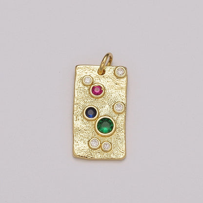 Gold Charm, Rainbow Bubble Charm, Bubble Pendant, Bubble Tag Charm, Tiny Bubble Rectangle Charm 14k Gold Filled Charm M-526