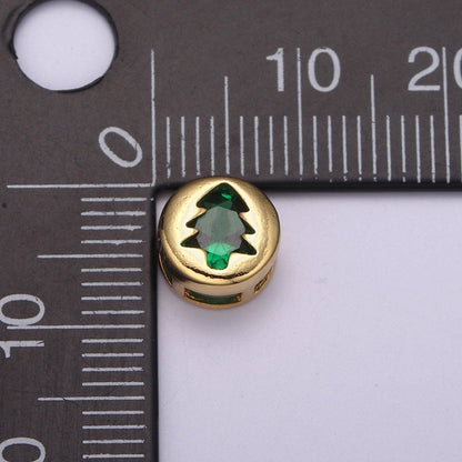 Gold Christmas Bead Spacer For Bracelet Making - Christmas Jewelry Supplies Gift - Santa Raindeer Bow Christmas Tree Star Snowflake Heart Bead with Cubic Zirconia B-766 to B-772