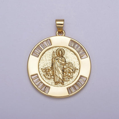 Gold Coin Medallion Religious Pendant Saint Jude for Jewelry Making Supply H-734
