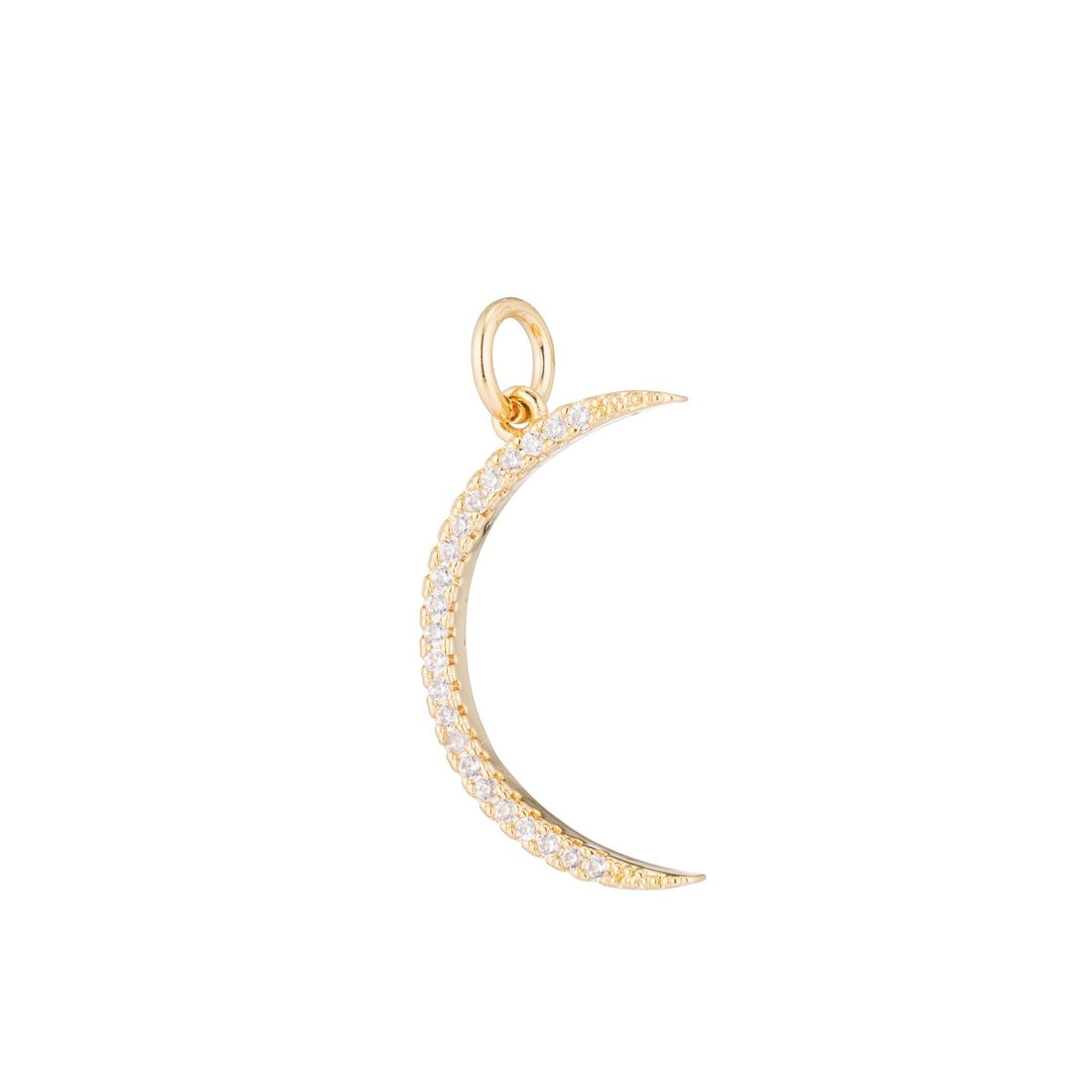 Gold Crescent Moon, Celestial, Wish, Cute Dream Sky Cubic Zirconia Bracelet Necklace Pendant Charm Bead Bails Finding for Jewelry Making H-203