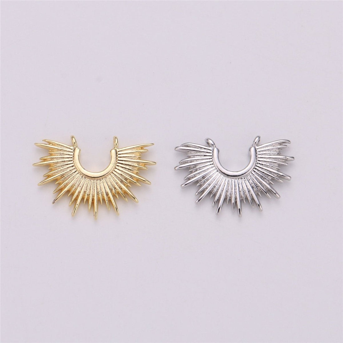 Gold Crescent Sun Charm 18k Gold Fill Sunburst Pendant  Necklace Minimalist Celestial Crescent Sun Pendant Boho Ethnic Statement Necklace F-288