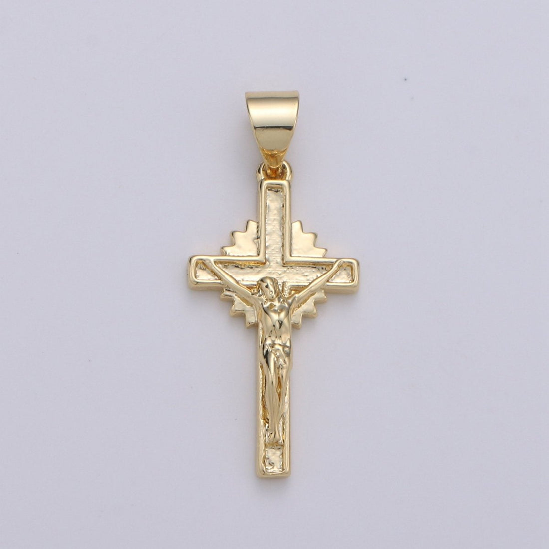 Gold Cross Pendant, crucifix cross charm Jesus Pendant Religious Necklace Pendant, 14k Gold Filled Religious Jewelry Making I-913