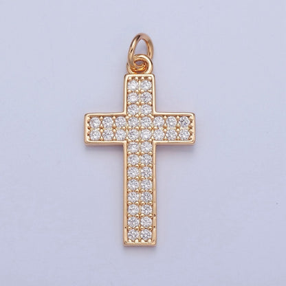 Gold Cross pendant Micro Pave Cross charm X-018