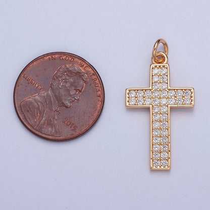 Gold Cross pendant Micro Pave Cross charm X-018