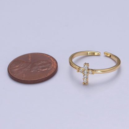Gold Cross Ring Stacking 14K Gold Filled Ring CZ Dainty Cross Ring O-2140