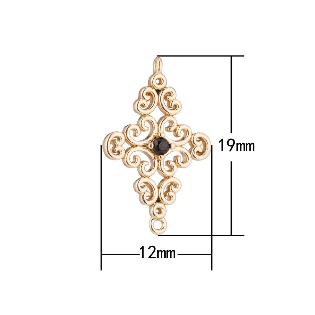 Gold Cross, Swirl, Faith Hope Love Peace Joy, Believe, Jesus, Cubic Zirconia Bracelet Charm Bead Findings Connector for Jewelry Making F-130