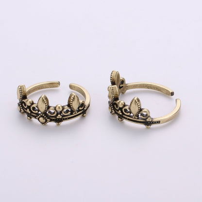 Gold Crown Ring, Statement Ring, Chunky Tiara Ring, Stackable Ring Thick Gold Ring Antique Victorian Gold Ring adjustable| R-009 R-010