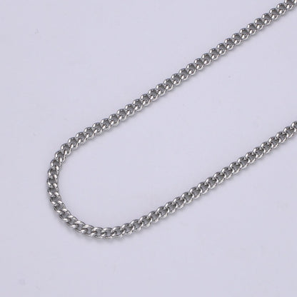 Gold CURB Chain by Yard, Wholesale Bulk Roll Chain For Jewelry Making, Width 2.9mm, 24K Gold Plated, White Gold Plated Matte Unfinished Chain | ROLL-497, ROLL-498 Clearance Pricing