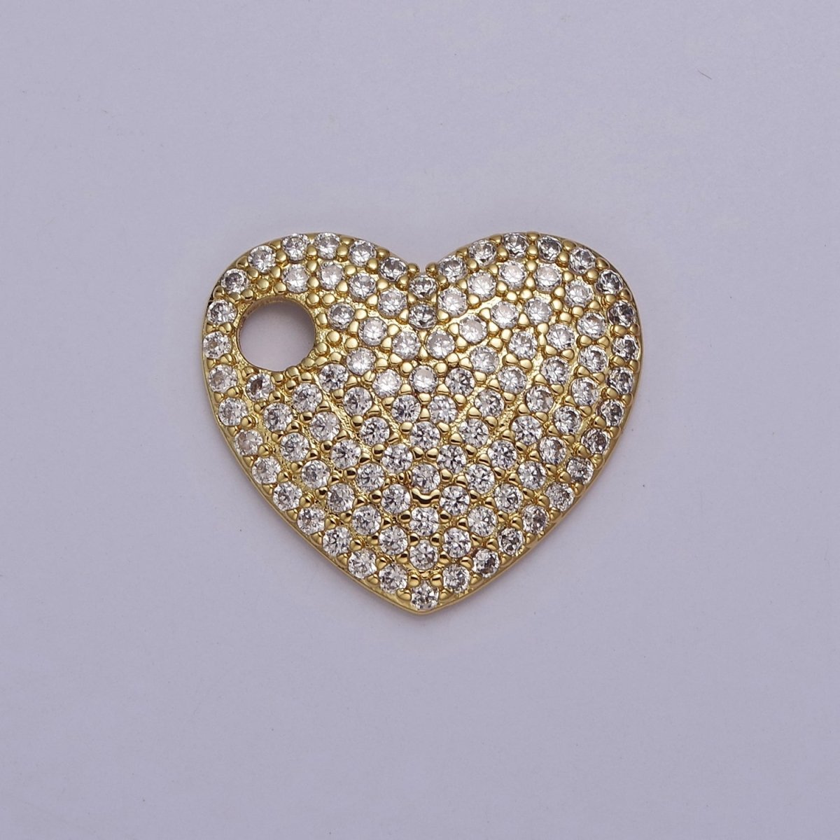 14K Gold Filled 20mm Micro Paved CZ Heart Slide Charm | J-00315