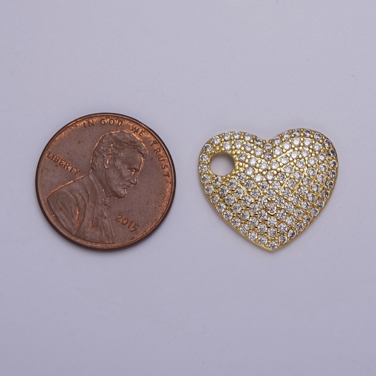 14K Gold Filled 20mm Micro Paved CZ Heart Slide Charm | J-00315