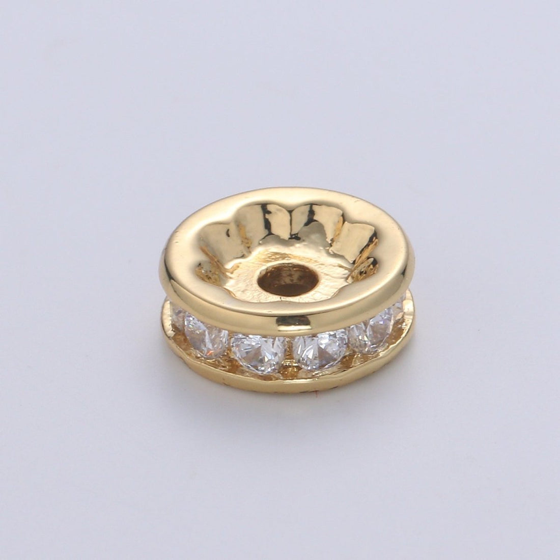 Gold CZ Micro Pave Spacer Beads, for DIY Beaded Bracelet Jewelry Charms Rondell Bead Spacer Bead Size 10mm Bead B-507