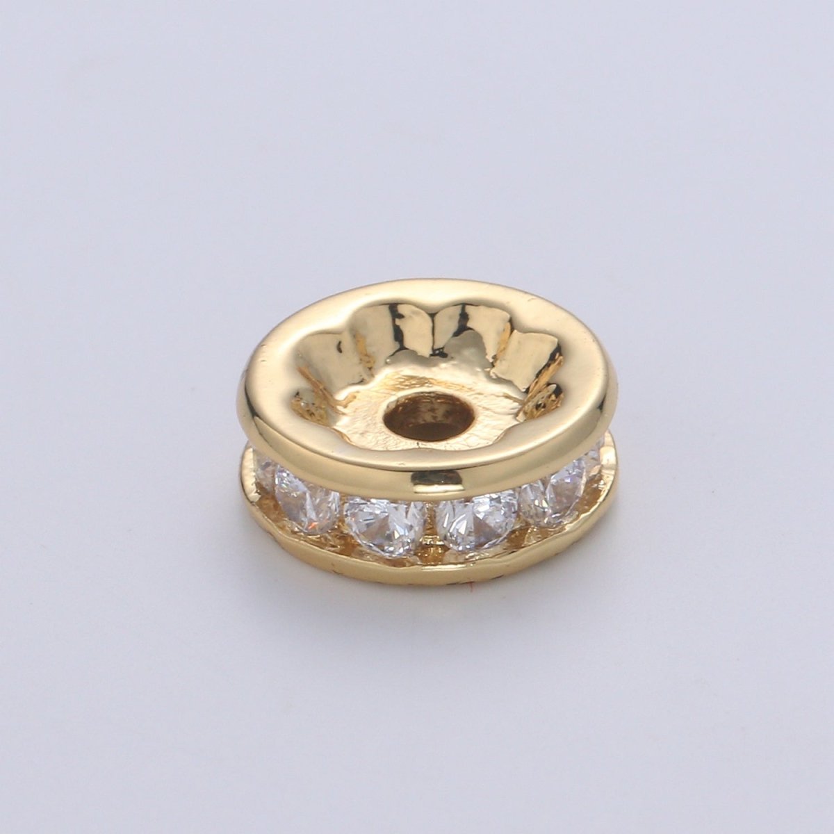 Gold CZ Micro Pave Spacer Beads, for DIY Beaded Bracelet Jewelry Charms Rondell Bead Spacer Bead Size 10mm Bead B-507