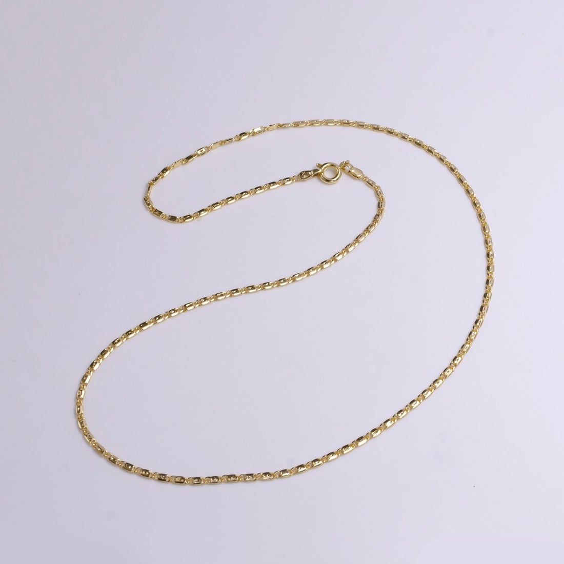 Gold Dainty 1.8mm Unique Dented Link Scroll 18 Inch Layering Chain Necklace | WA-1909 Clearance Pricing