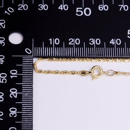 Gold Dainty 1.8mm Unique Dented Link Scroll 18 Inch Layering Chain Necklace | WA-1909 Clearance Pricing