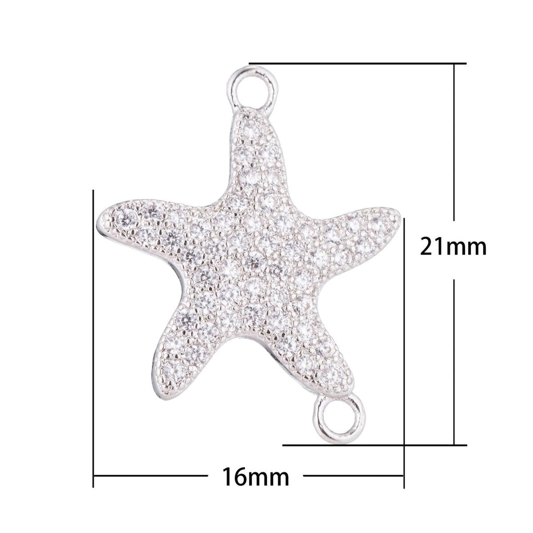 Gold Dancing Star Fish, Celestial, Starry Night Sky, Cubic Zirconia Bracelet Charm, Necklace Pendant, Findings for Jewelry Making, F-138