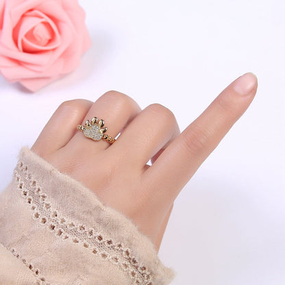 Gold Dog Cat Paw Ring, Designer Dog Cat Paw Ring, Unique Dog Cat Paw Ring, Dainty Band Ring, Sisters Gift,Best Friend Gift U-502