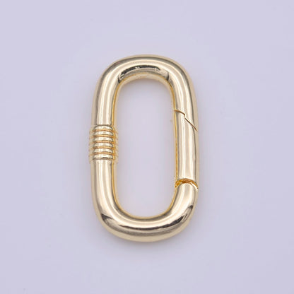 OS Gold Drill Textured 24.5mm Oval Oblong PUSH Spring Gate Ring Jewelry Supply | K-216