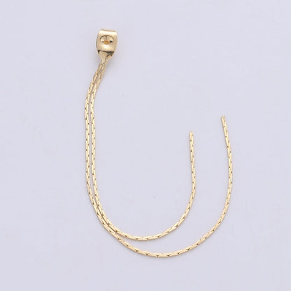 Gold Ear Back Stoppers, Earring Nuts with Long Chain 95mm, Earring Component Findings, Tassel Earring Supply K-422