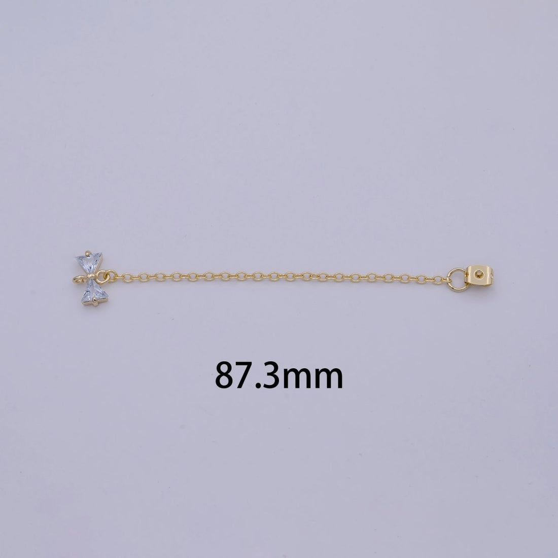 1 pair Gold Ear Back Stoppers, Earring Nuts with Long Tassel Chain 87.3mm CZ Bow Earring Component Finding K-068