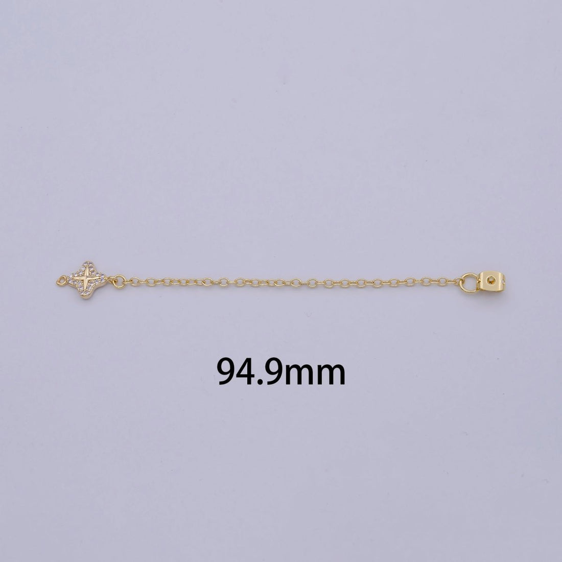 1 pair Gold Ear Back Stoppers, Earring Nuts with Long Tassel Chain 94.9mm CZ Star Earring Component Finding K-087