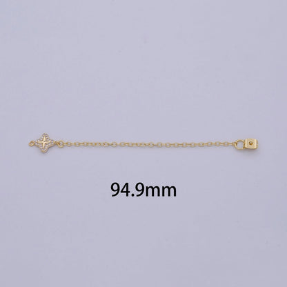 1 pair Gold Ear Back Stoppers, Earring Nuts with Long Tassel Chain 94.9mm CZ Star Earring Component Finding K-087