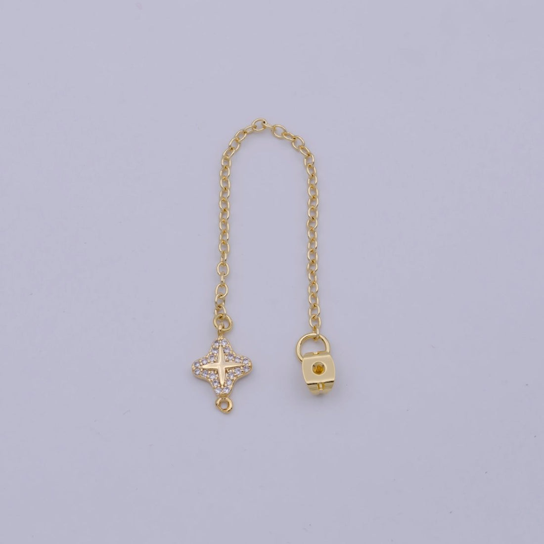 1 pair Gold Ear Back Stoppers, Earring Nuts with Long Tassel Chain 94.9mm CZ Star Earring Component Finding K-087