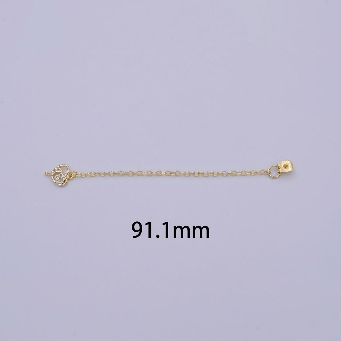 1 pair Gold Ear Back Stoppers, Earring Nuts with Long Tassel Chain CZ Heart Earring Component Finding K-145