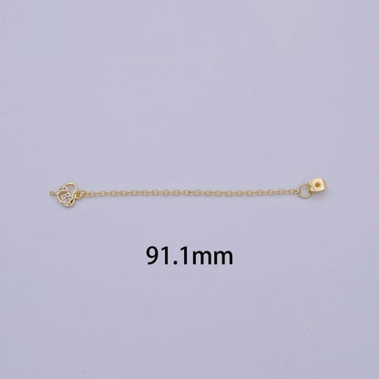 1 pair Gold Ear Back Stoppers, Earring Nuts with Long Tassel Chain CZ Heart Earring Component Finding K-145