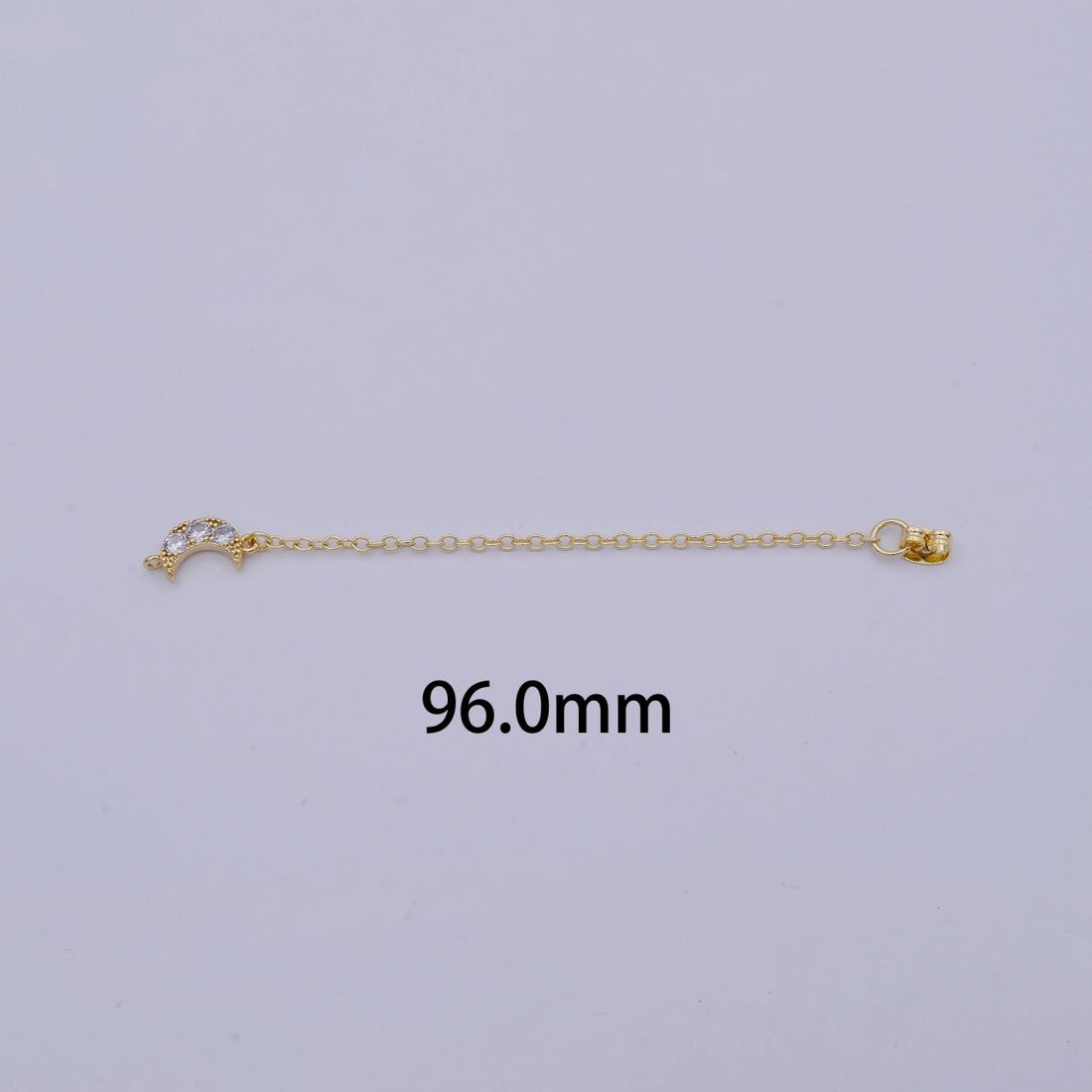 Gold Ear Back Stoppers, Earring Nuts with Long Tassel Chain CZ Moon Earring Component Finding K-136