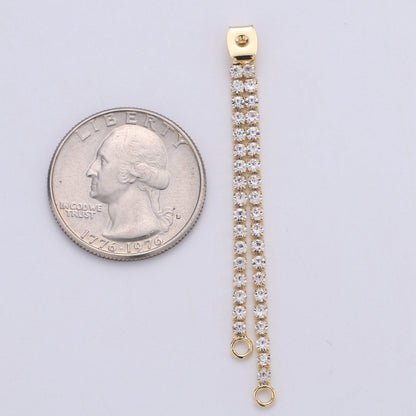 Gold Ear Back Stoppers, Earring Nuts With Micro Pave Tassel, Ear Jacket Jewelry Findings for Earring Component Supply 60mm K-428