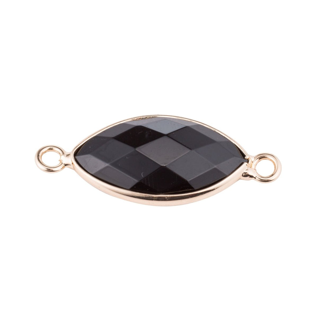 Gold Edge Jet Black Marquise Cut Shape Classic Gemstone Women DIY Craft Bracelet Charm Bead Connector Pendant Finding for Jewelry Making F-795