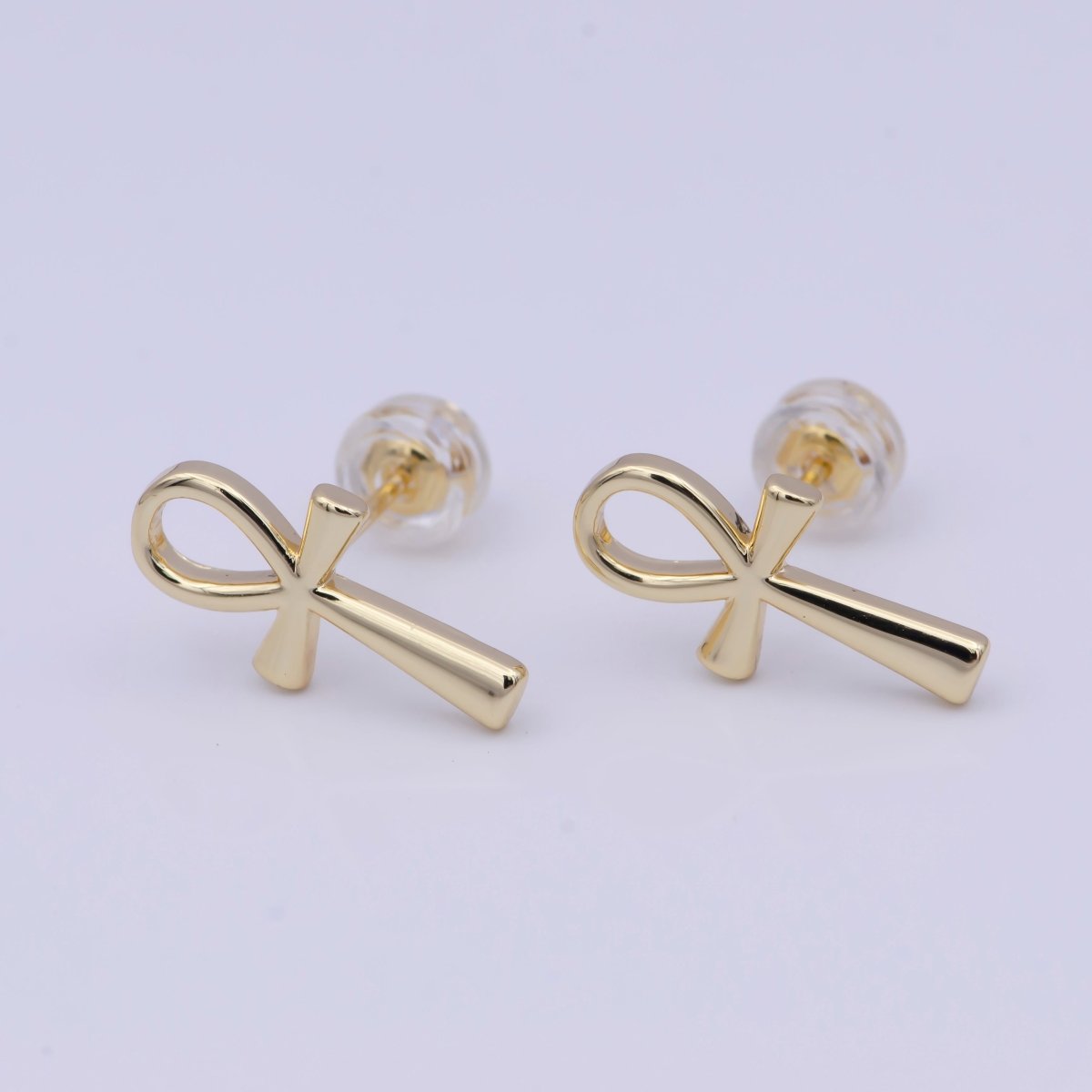 Gold Egyptian Ankh Stud Earrings, Egyptian Symbol, Life , Religious, Egyptian Jewelry, Cartilage Earring AD-582 AD-583