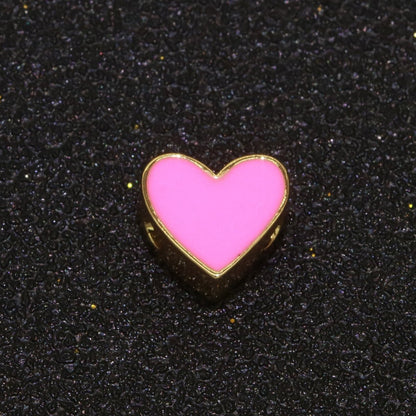 Gold Enamel Spacer Beads, Symbol Beads, Ampersand Beads Heart Star Pink Red Enamel Beads for Bracelet Necklace Component 8mm,10mm B-516 to B-521