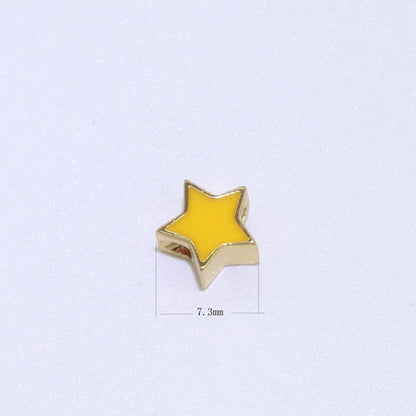 Gold Enamel Spacer Beads, Symbol Beads, Ampersand Beads Heart Star Pink Red Enamel Beads for Bracelet Necklace Component 8mm,10mm B-516 to B-521