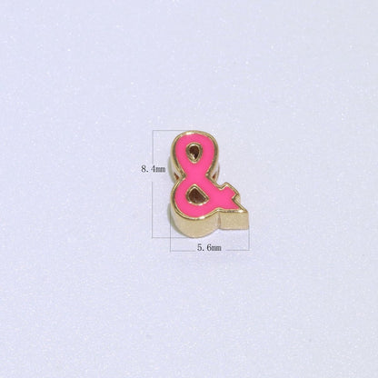 Gold Enamel Spacer Beads, Symbol Beads, Ampersand Beads Heart Star Pink Red Enamel Beads for Bracelet Necklace Component 8mm,10mm B-516 to B-521