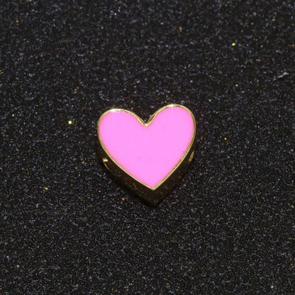 Gold Enamel Spacer Beads, Symbol Beads, Ampersand Beads Heart Star Pink Red Enamel Beads for Bracelet Necklace Component 8mm,10mm B-516 to B-521