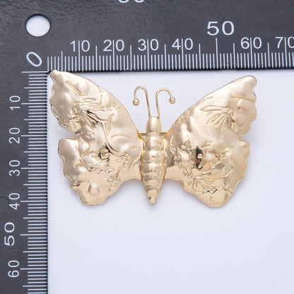 Gold Engraved Butterfly Insect Animal Pin Brooch | BH-039