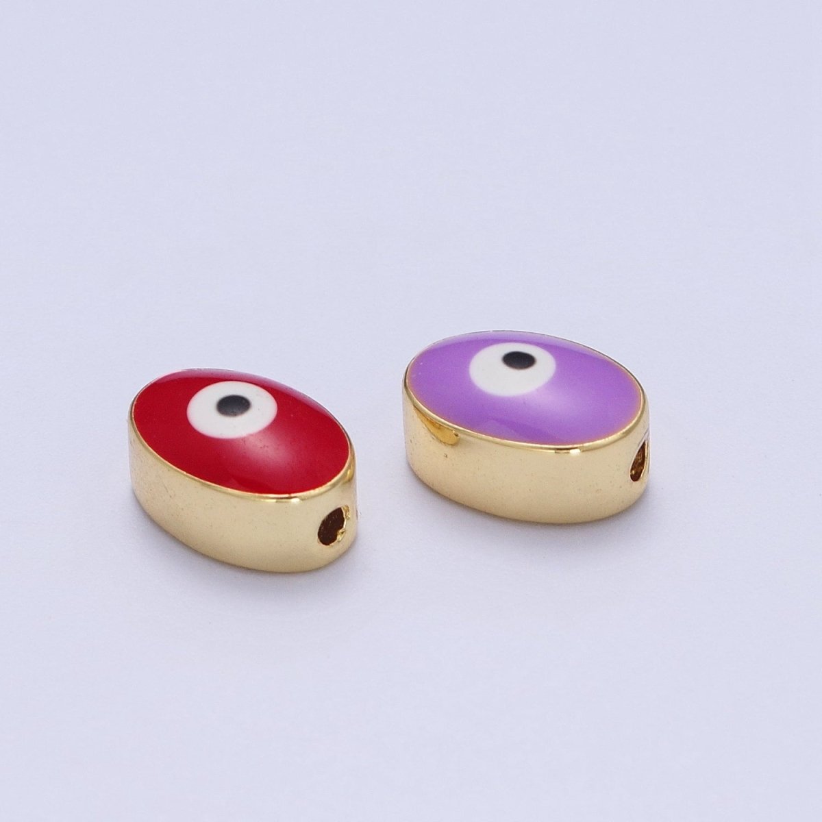 Gold Evil Eye Bead Spacer for Bracelet Red / Purple Eye Bead | B-671