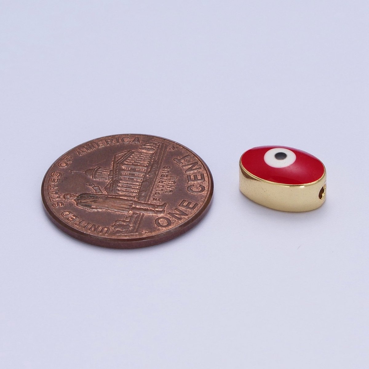 Gold Evil Eye Bead Spacer for Bracelet Red / Purple Eye Bead | B-671
